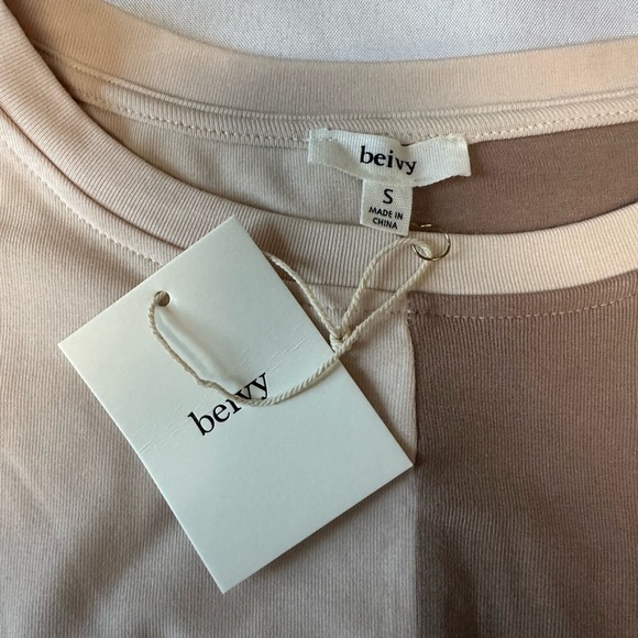 Cream and Brown Bodycon Dress with Cut-Out - Picture 2 of 2